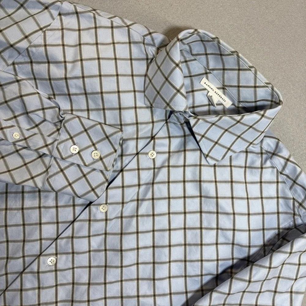 Banana Republic Mens Button-Down Shirt Size Large‎ Geometric Diamond 100% Cotton